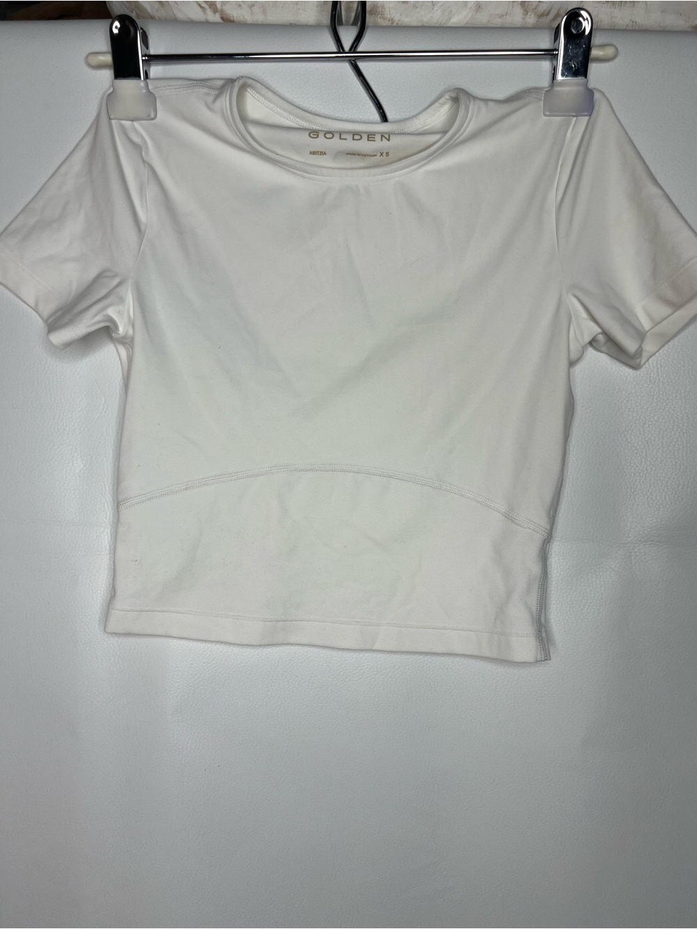 Aritzia Golden White Cropped Crew Tee